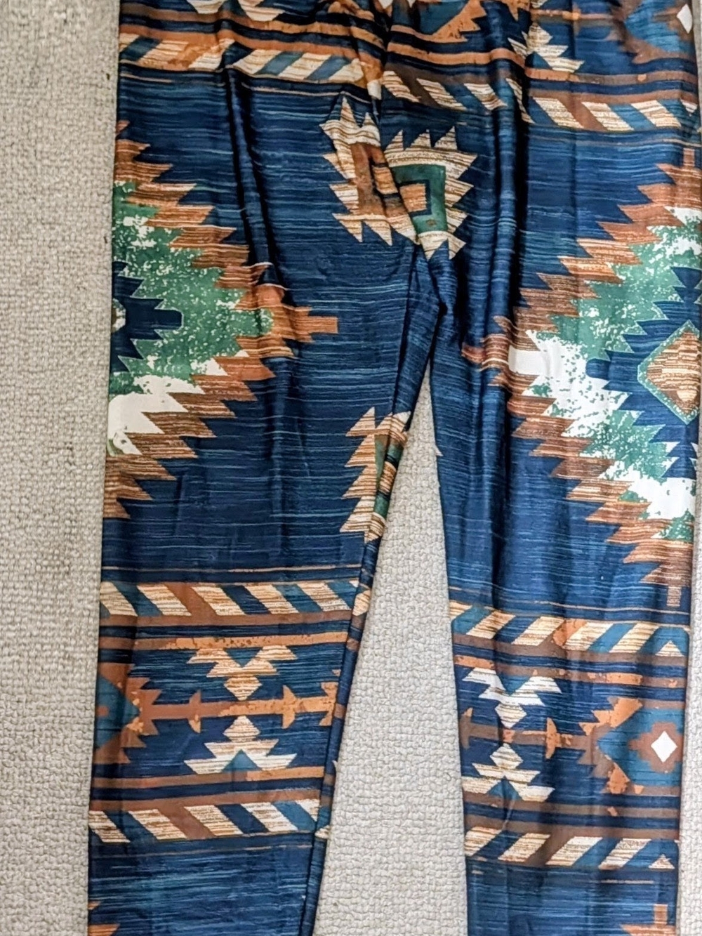 Source Unknown Aztec Print Leggings - Teal, Rust, White
